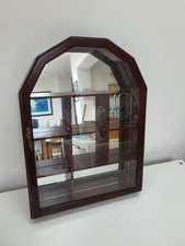 Vintage Octagonal Curio Cabinet Wooden Showcase Display Glass Front 40cm x 30cm