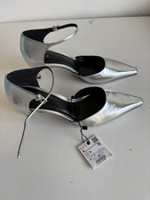 Zara Silver Heels Size 6