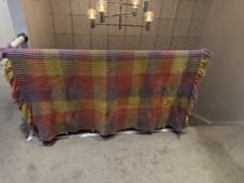 Vintage Welsh Blanket Holytex wool large pastel colours 210cm x 167cm honeycomb 