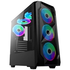 GAMING PC CASE ATX MESH MID TOWER WITH 6 X 120MM RGB RING FAN NEW UK