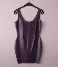 LADIES SEXY PURPLE COCOON LATEX MINI VEST DRESS SIZE 12