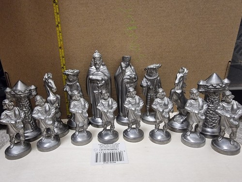 Chess set cast pewter - cast, medieval