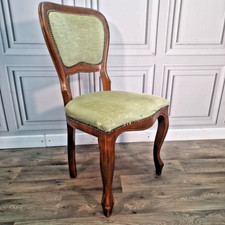 Antique Carved Walnut Salon Chair - Green Upholstery – Victorian Style Seat