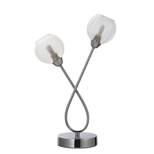 Modern chrome 38cm table - chrome, lamp