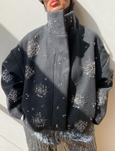 Zara sequin embroidered jacket - sequin,