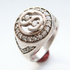 Vintage Sterling Silver Ring With Dollar Image Rhinestones Decorated 14.7 gram