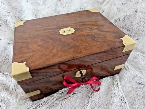 Antique brass bound walnut - antique,