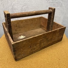 Antique Vintage Handmade Primitive Wooden Tool Box - 15” (L) x 11” (W) x 9.5”(H)