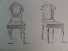 Rare 1853 Victorian DINING ROOM CHAIRS Woodwork CABINET Maker's Large Engraving