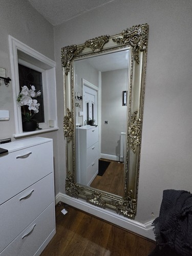 Large gold framed wall mirror - framed,