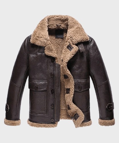 Men brown real sheepskin - brown,