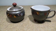 Denby Marrakesh Milk / Cream Jug and Lidded Sugar Bowl Set ~ Lovely Condition