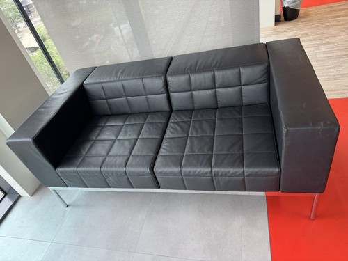 Black leather designer sofa - designer,