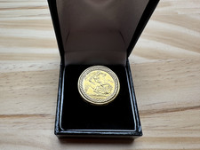 1982 Gold Half Sovereign Ring 9ct Mount Size M 1/2 8.1 Grams