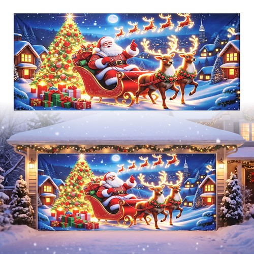 Christmas garage door banner - garage,