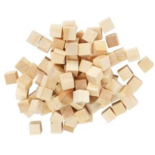 100Pcs 10mm Pine Wooden Blank Cubes Craft DIY Blocks for Children