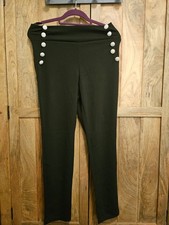 Size 10 Trouser Style Leggings Black Slight Stretch Zip Up Bk Straight Leg