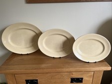 Woods Ware Jasmine Serving Platter Trio Yellow Utility Vintage Condition