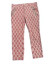 ODD MOLLY PANTS chinos Red Trousers Pants Cotton Tapestry Embroidered Size 2