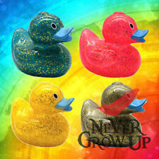 GLITTER DUCKS 4 DESIGNS Yellow Rubber Bath Ducks Pool Game Summer Water Fun Toys