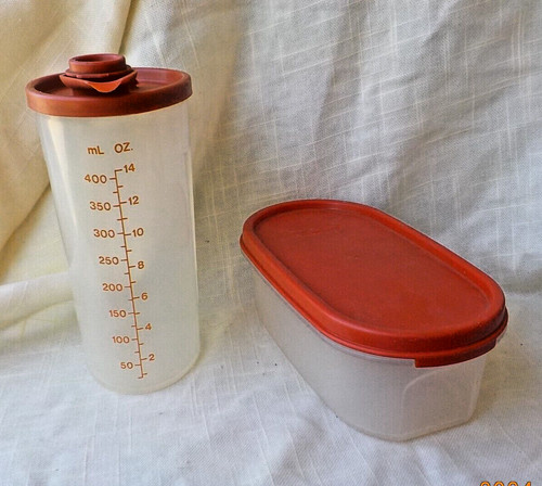 Tupperware red orange lids - tupperware,