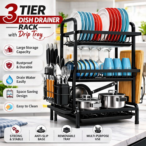 Tier dish drainer - 3, rack
