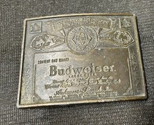 Vintage Anheuser Busch Budweiser Lager Beer Belt Buckle Lager 70s Brass Bronze