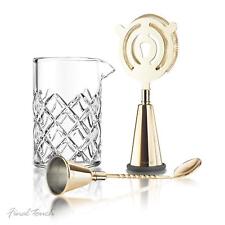 Brass Cocktail Mixing 3pc Set Vintage Bar Tools Accessories Drinks Making Kit UK
