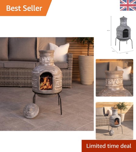 Leaf motif clay chiminea bbq - leaf,
