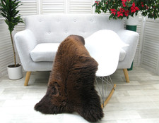 SHEEPSKIN RUG BRITISH HERDWICK REAL SOFT DENSE FUR SKIN NATURAL CHAIR COVER J384