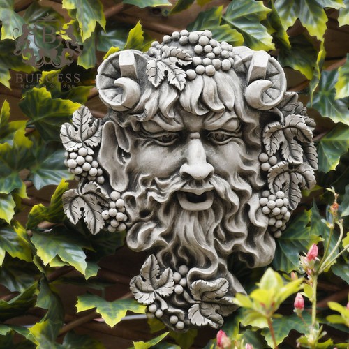 Bacchus greenman stone plaque - bacchus,