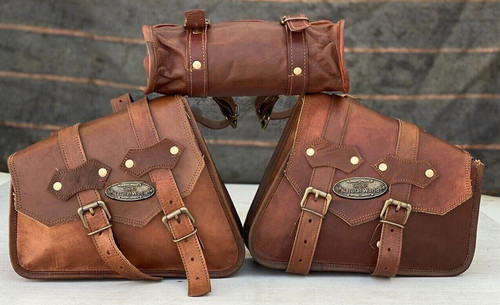 Leather motorcycle saddle - leather, bag