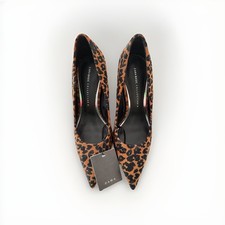 Zara Heels Leopard Print Stiletto Faux Suede Pointed Elegant Court Shoes UK 3 36