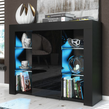 97.5cm Display Cabinet Sideboard | High Gloss Doors | Modern Unit with LED