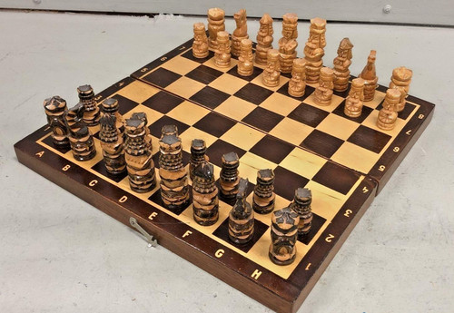 Vintage hand carved wood chess - vintage,