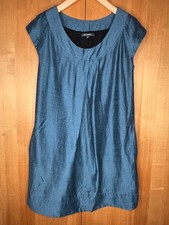 Emily and Fin ladies shift dress size M UK12-14 teal blue pockets knee length