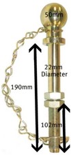 TOW BALL HITCH 22mm Pin 50mm Quad Tractor Long Threaded
