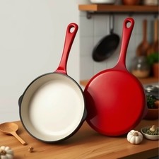 Enameled Cast Iron Dutch Oven Non-stick Flat Bottomed Frying Pan Omelette Pan