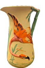 Vintage Burleigh Ware Flamingo Jug 1930s Art Deco Antique Hand Painted 25cm