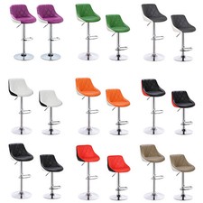 2x Breakfast Bar Stools Gas Lift Swivel Stools with PU Leather Padded Cafe Pub