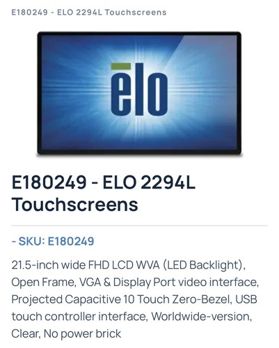 Elo 2294l pcap - elo, monitor