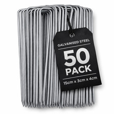 50x Galvanised U Pins Weed