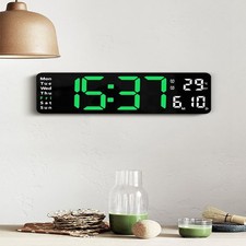 Digital 13 Inches Large LED Wall Desk Alarm Clock with Calendar Temperature Date