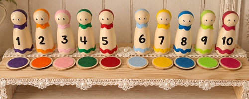 Handmade wooden peg doll - peg, set