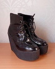  Underground Creepers women patent leather platform boots UK 6 EUR 39 pre-loved