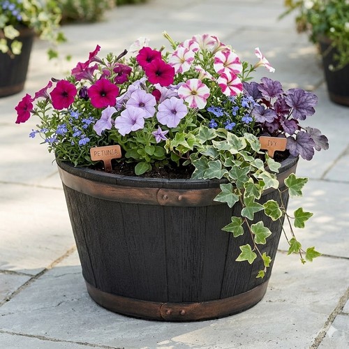 Small round barrel planter - small,