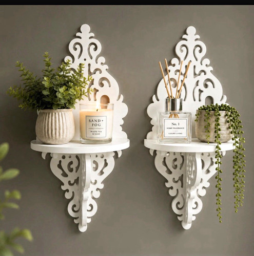 White shabby chic ornate wall - white,