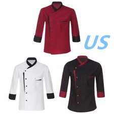 Men Women Unisex Chef Coat Jacket Kitchen Restaurant Cooking Uniform Tops