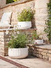 3 Sand Fluted Planters  For Indoor Or Outdoor