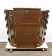 Vintage Art Deco style Turnidge glazed cocktail drinks bar cabinet in oak